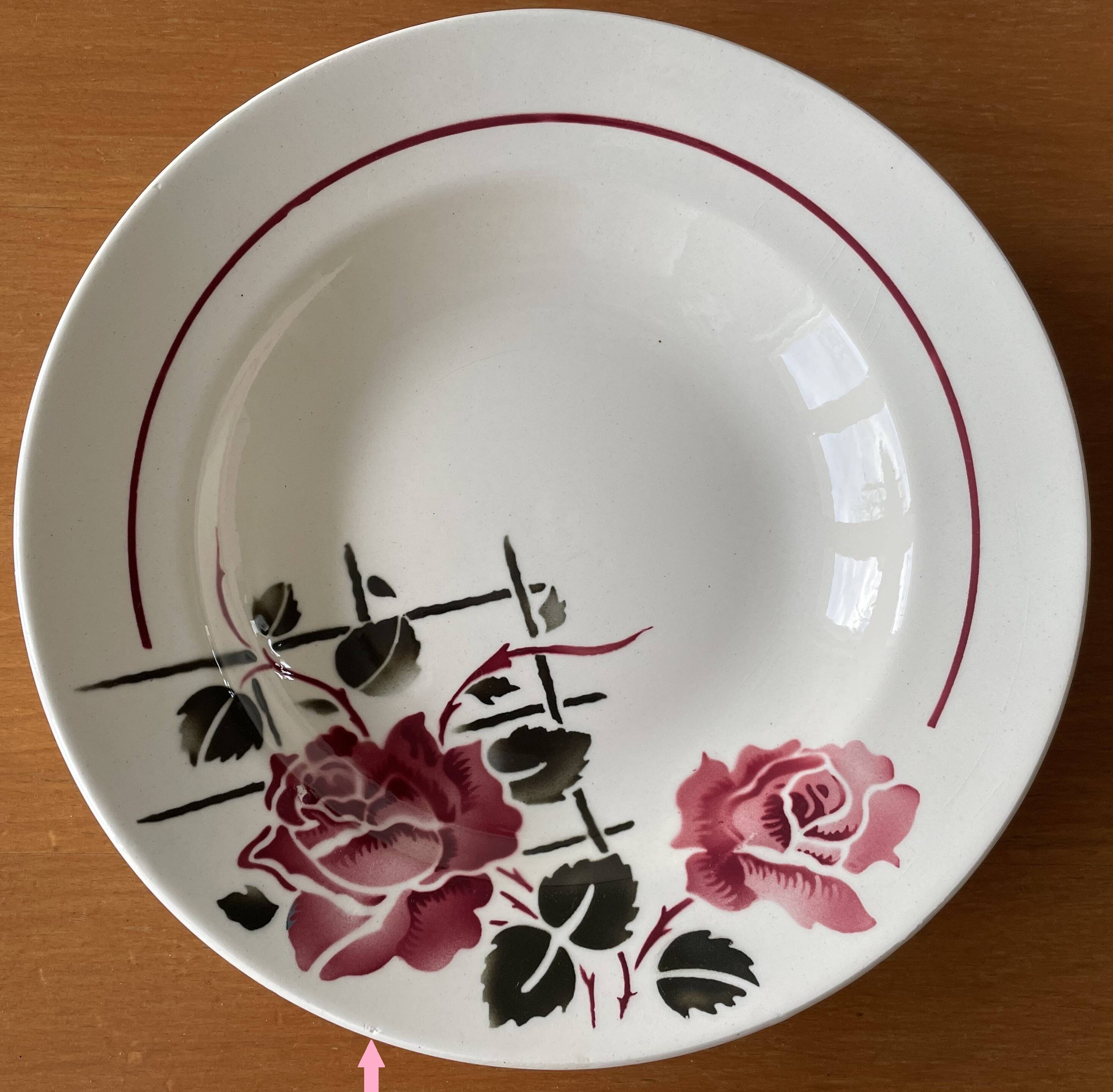 6 antique deep plates in faience from badonviller