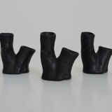 Trio of ceramic vases shaped like tree trunks, signed and numbered