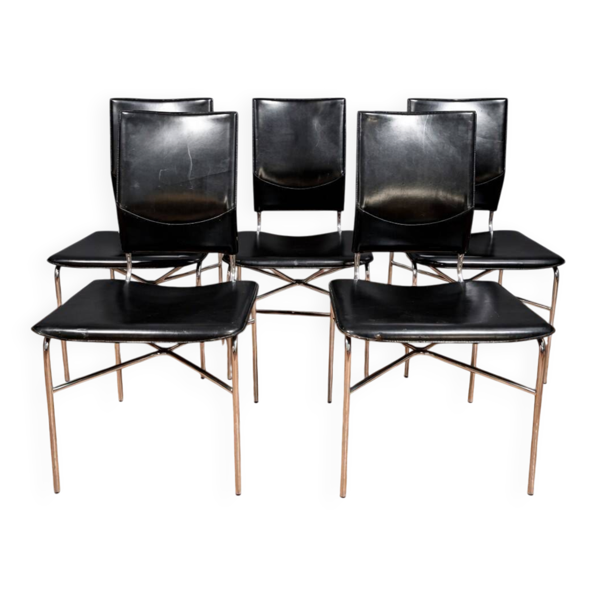 Suite de 5 chaises de salle à manger par Ross Littell pour Matteo Grassi