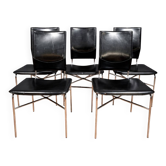 Suite de 5 chaises de salle à manger par Ross Littell pour Matteo Grassi