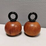 Pepper and salt grinders designed by nissen denmark in teak