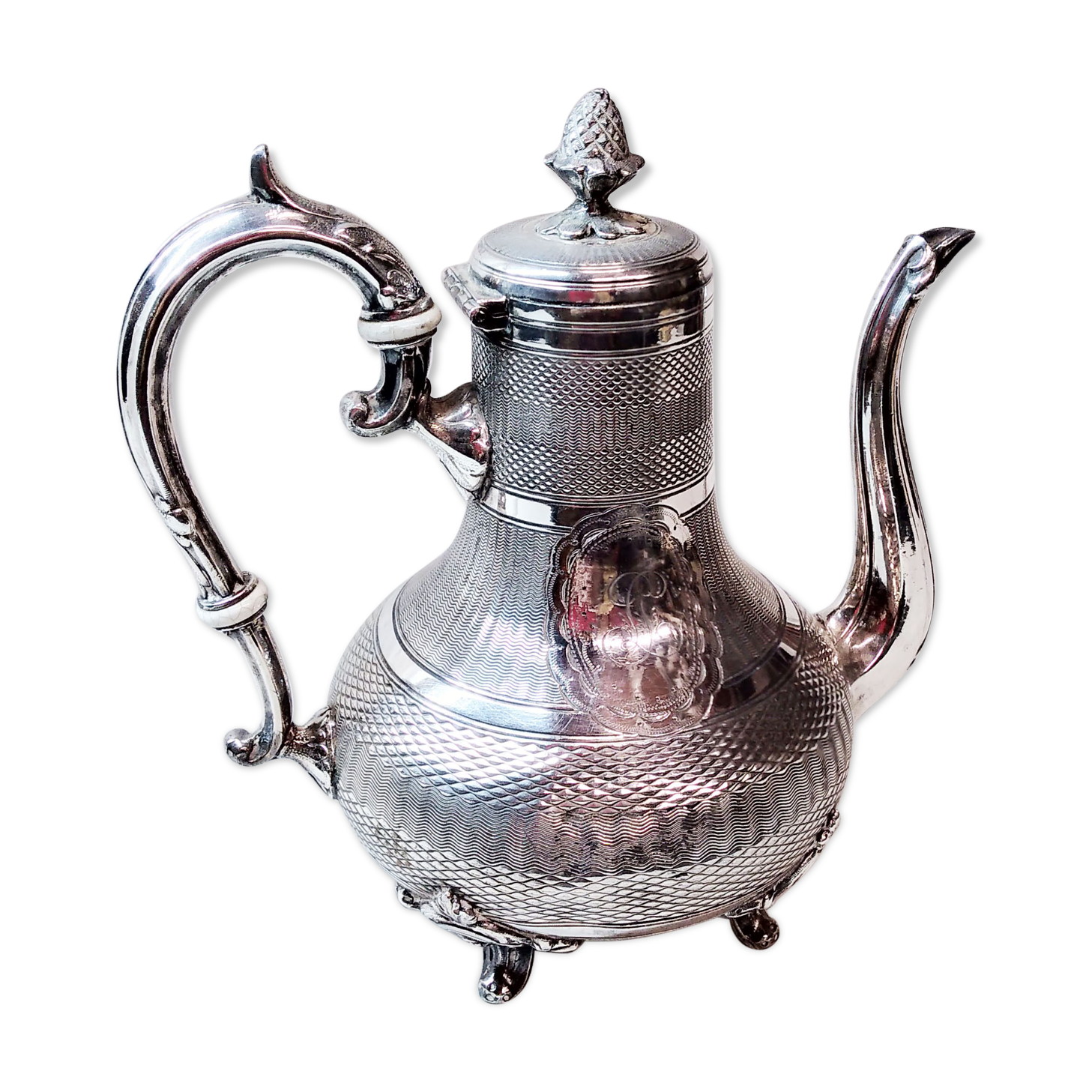 Silver metal teapot
