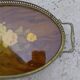 Tray with handles wood and gilded metal