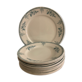 10 dessert plates and Art Deco green Saint Amand serving dish