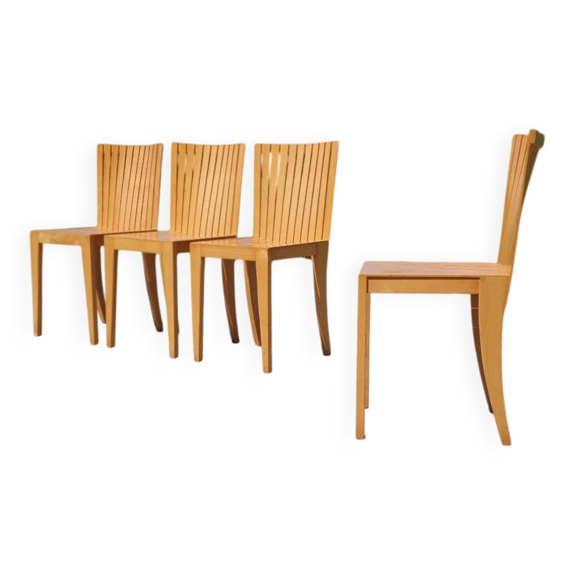 Set 4 - plywood beech dining chair Dutch design postmodern