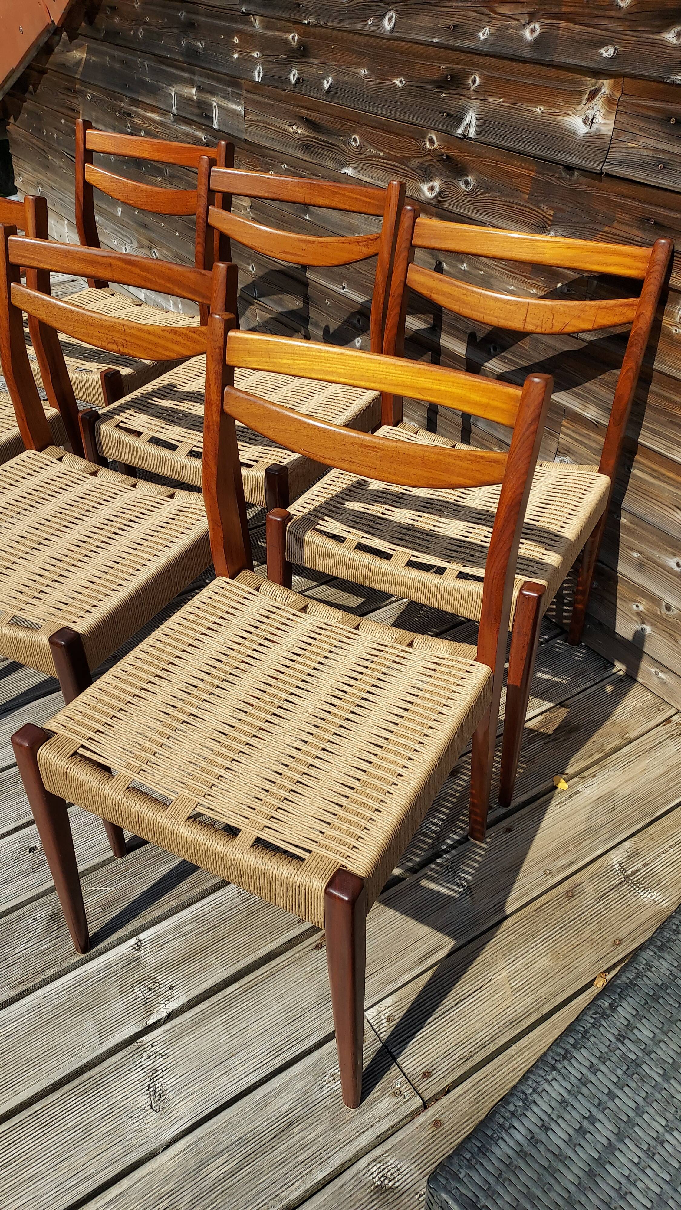 6 chaises scandinave cordage Danois neuf