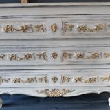 Louis XV style royal chest of drawers patinated