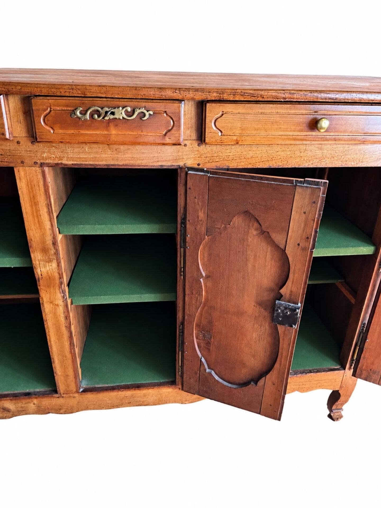 Enfilade of three Louis XV style doors in cherry wood from the 19th century.