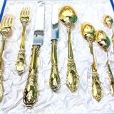 Prestige case for Odiot cutlery, solid silver and gold