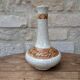 Antique long-necked vase in cracked white ceramic with deer decoration