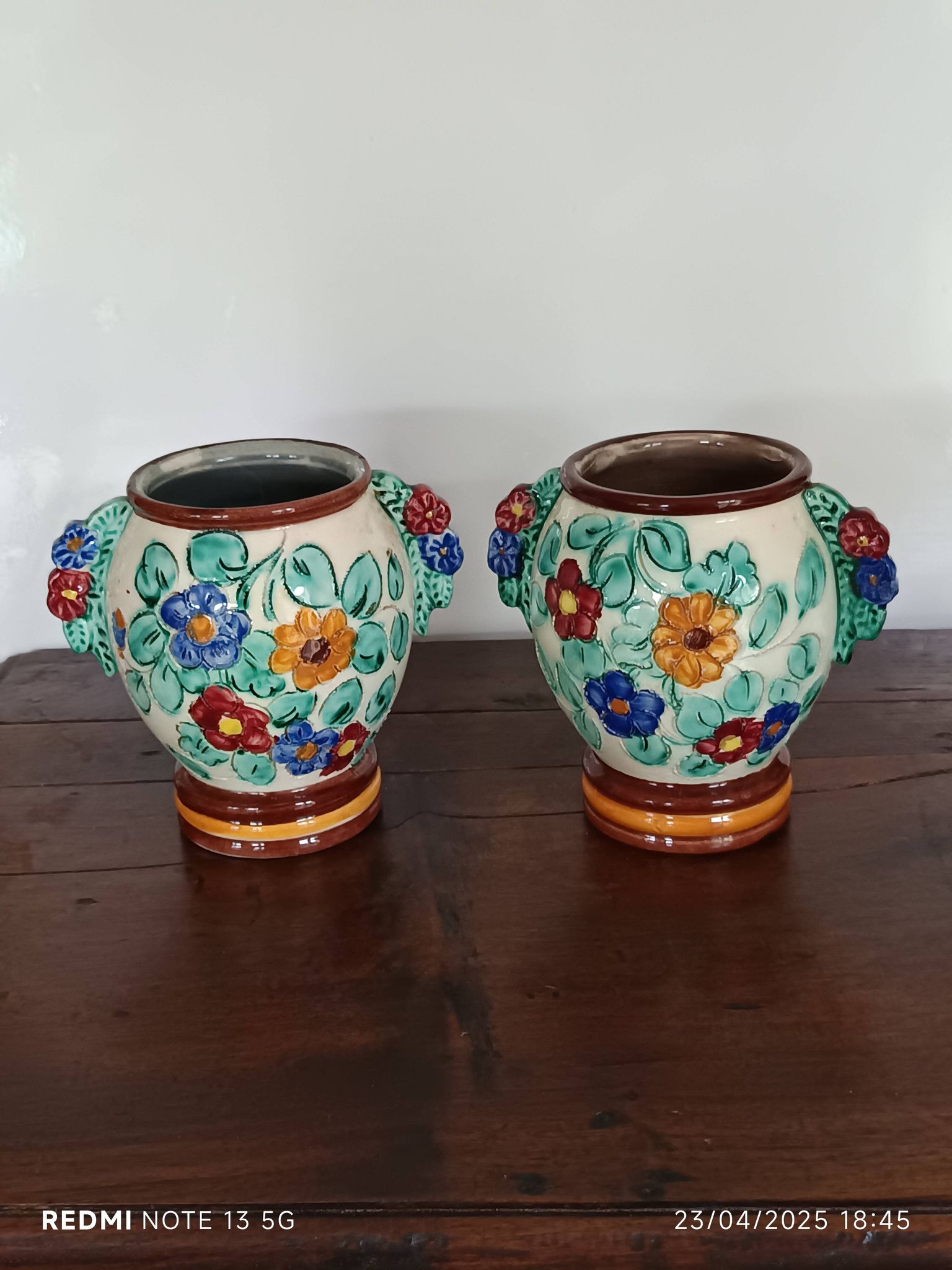 Paire de vases à oreilles Cerart Monaco 1950/1960