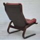 Années 1970, design scandinave, chaise longue, d'origine très bon état, cuir marron.