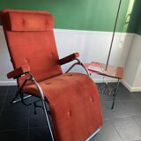 Relax armchair / chrome and velvet lounge chair produced by Lama 1970