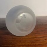 Duo vase en verre dépoli à fleurs noire et rose années 1980