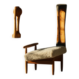 Wood sculpture "The Thoughtful One" by Ole Wettergren, Denmark, 1980s