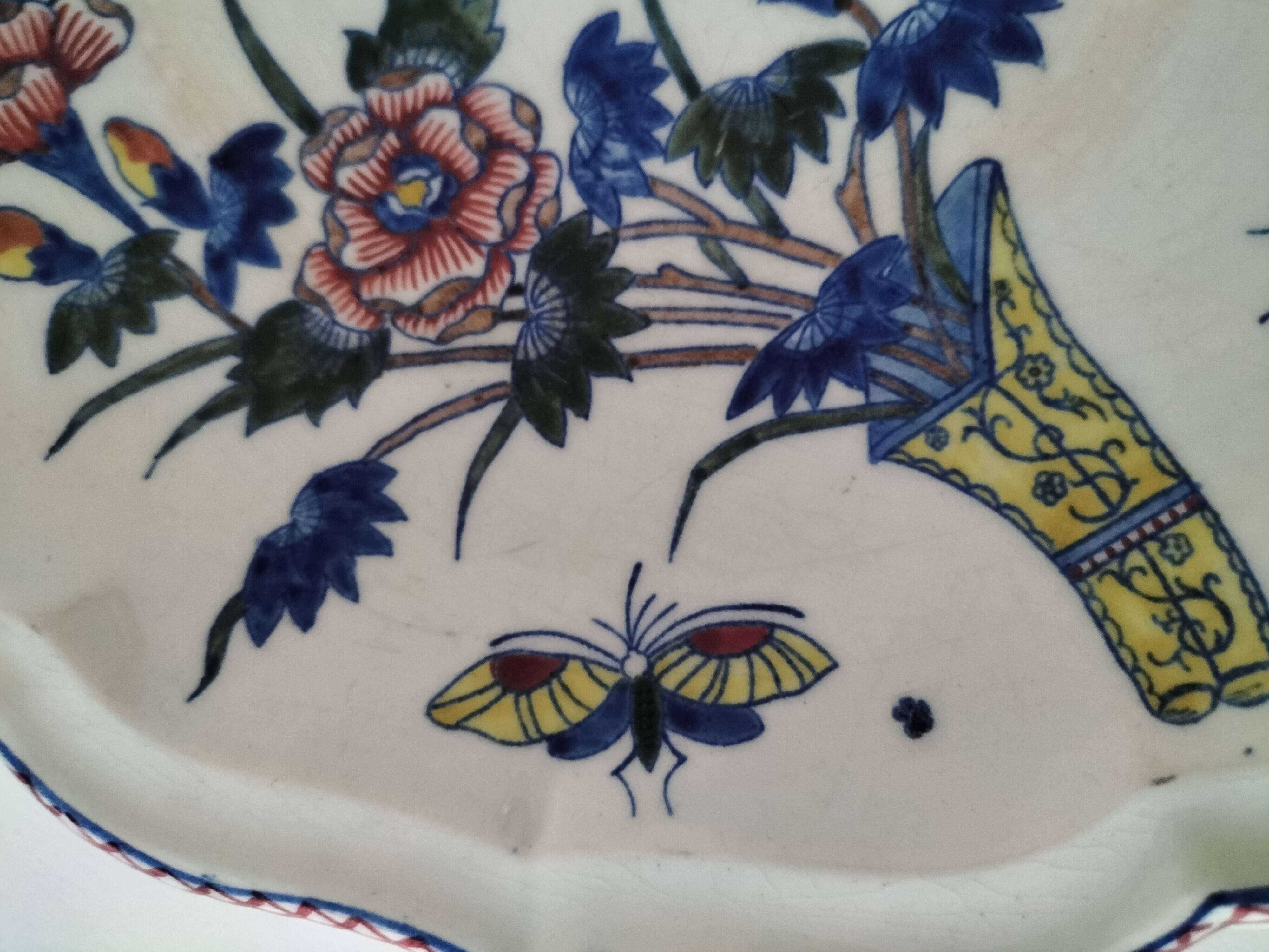 Desvres faience plate – Decoration on both sides – Circa 1890-1910
