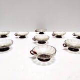 Set of Ten Smoked and Crimson Murano Glass Dessert Bowls in the style of Ze