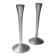 Set of 2 Stainless Steel Vintage Candle Holders, Silver Finish, Space Age Italian Design (1970s)