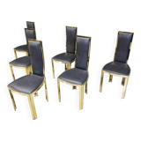 Vintage french brass dining chairs, set of 6 - 1970s