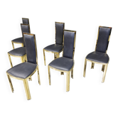 Vintage french brass dining chairs, set of 6 - 1970s