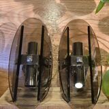 Stunning smoked glass wall sconces from the 1970s.