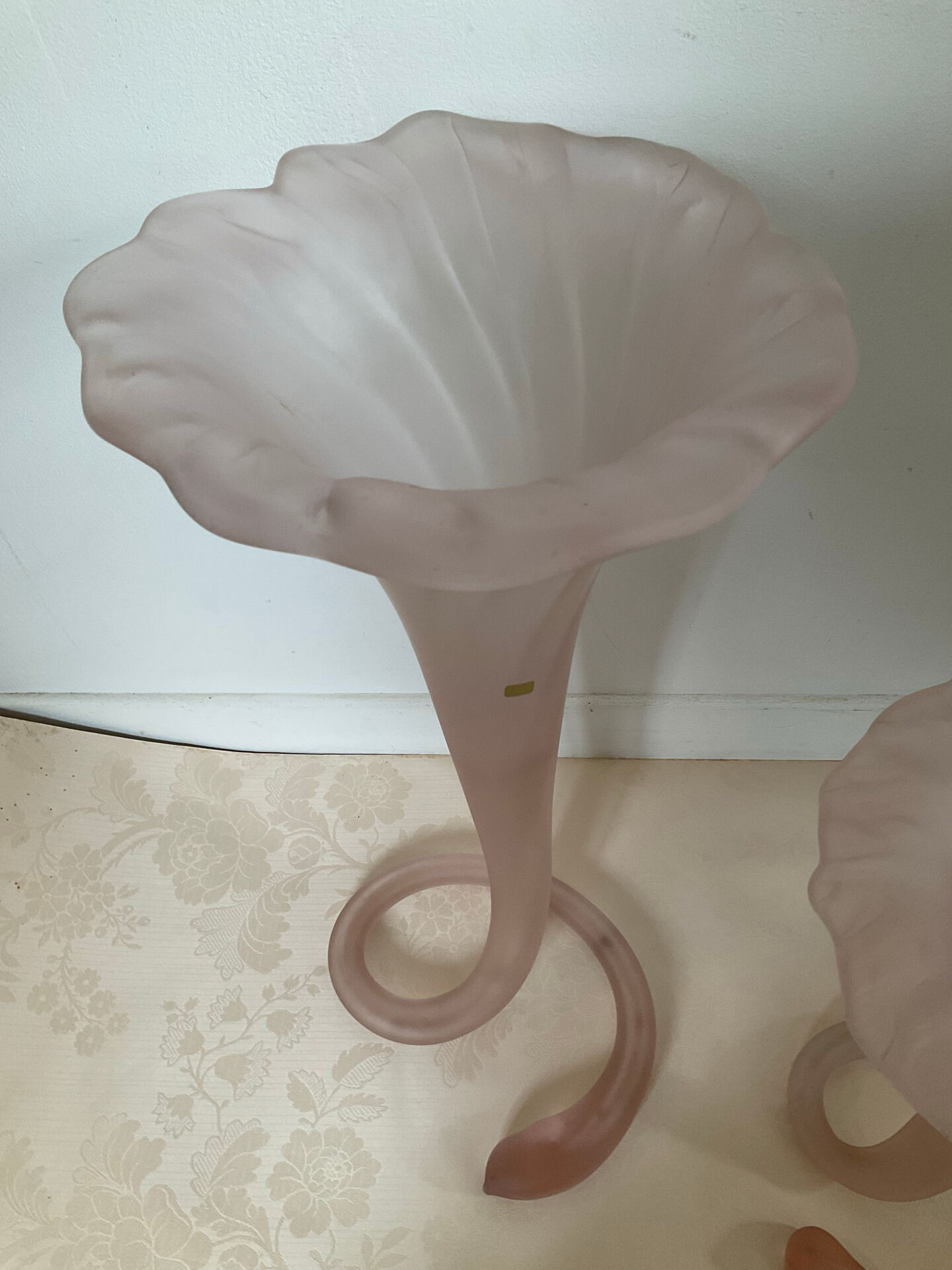 A pair of large Italian corolla vases in glass paste.