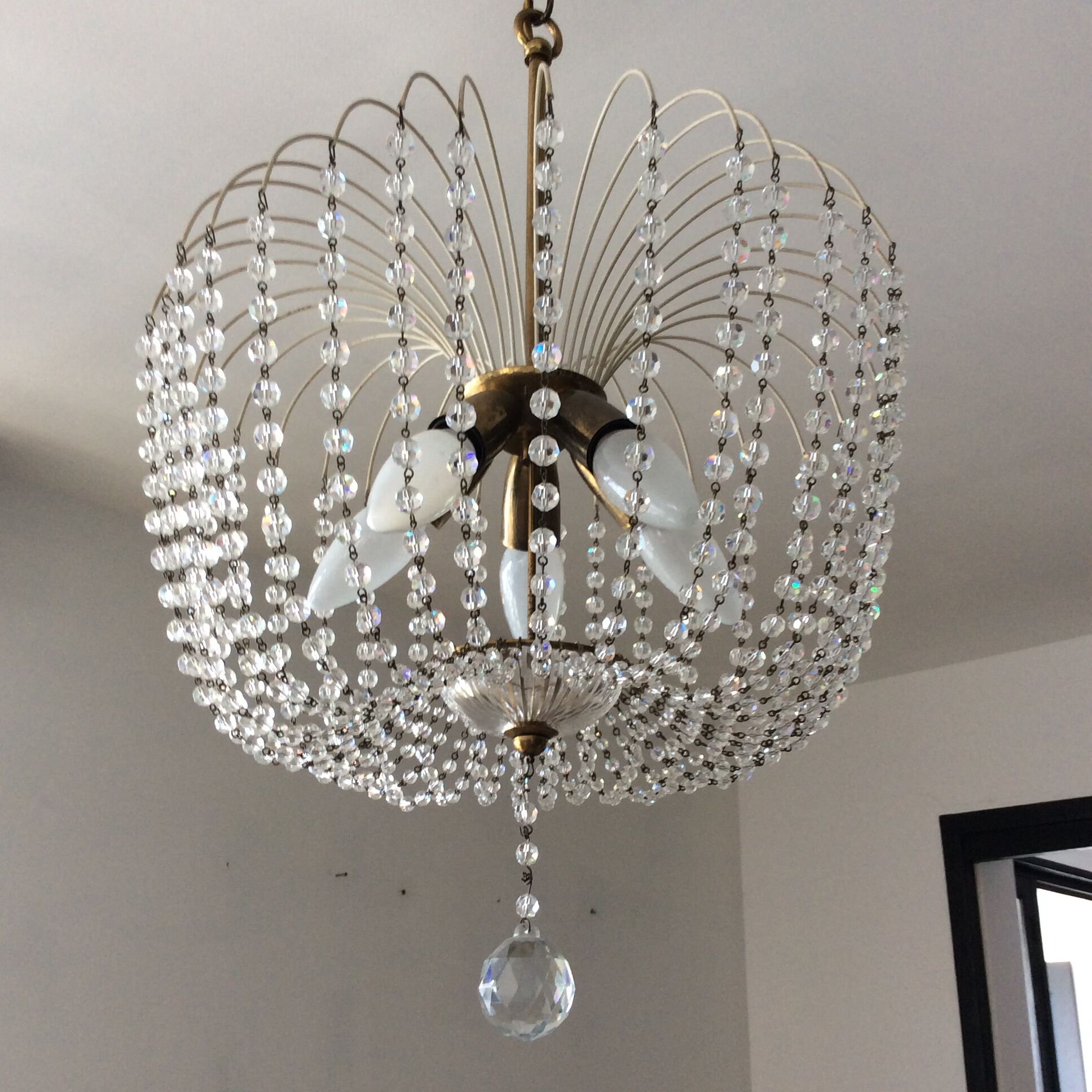 Chandelier crystal stamp basket
