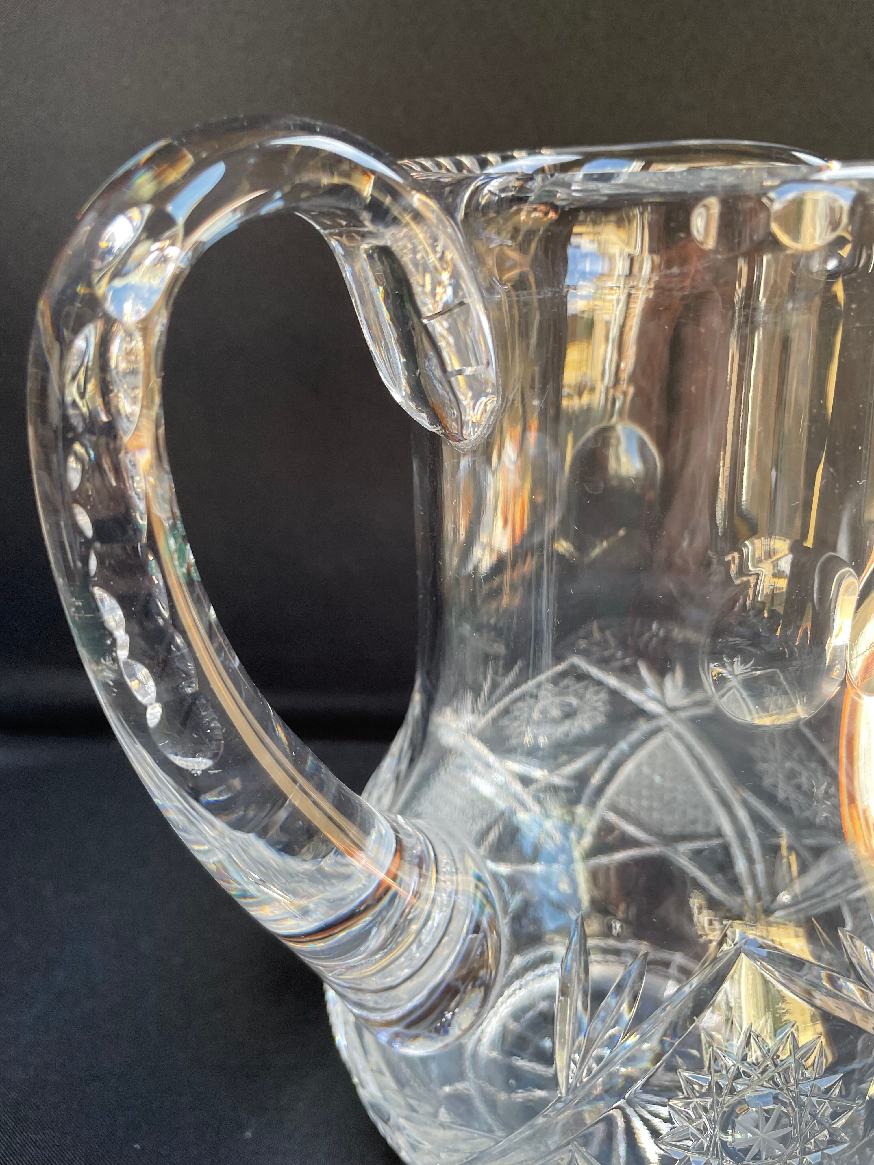 Bohemian - Water broc or orangeade (1) - Crystal blown and cut