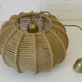 Vintage Rope Pendant Lamp / Handmade Rustic Chandelier/ Hanging Light 1970