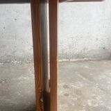 Brutalist Honey-Brown Pine Trestle Dining Table,  1970s France