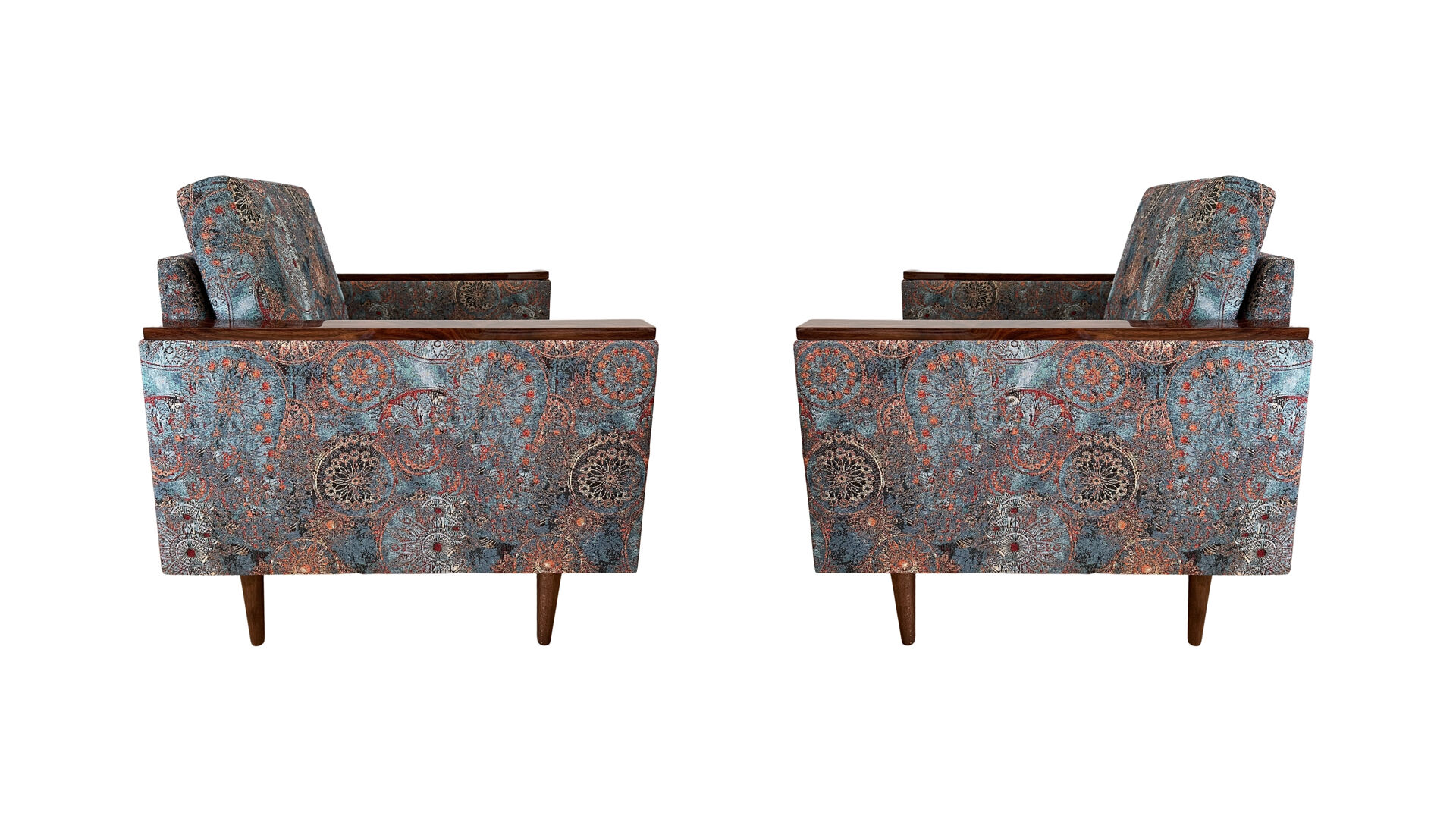 Fauteuils géométriques du milieu du siècle avec motif ethnique, Europe, années 1970