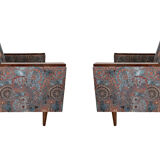 Mid Century Geometric Armchairs with Ethnic Pattern, Europe, 1970s