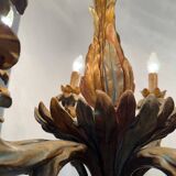 70s Hollywood Regency style chandelier in carved wood