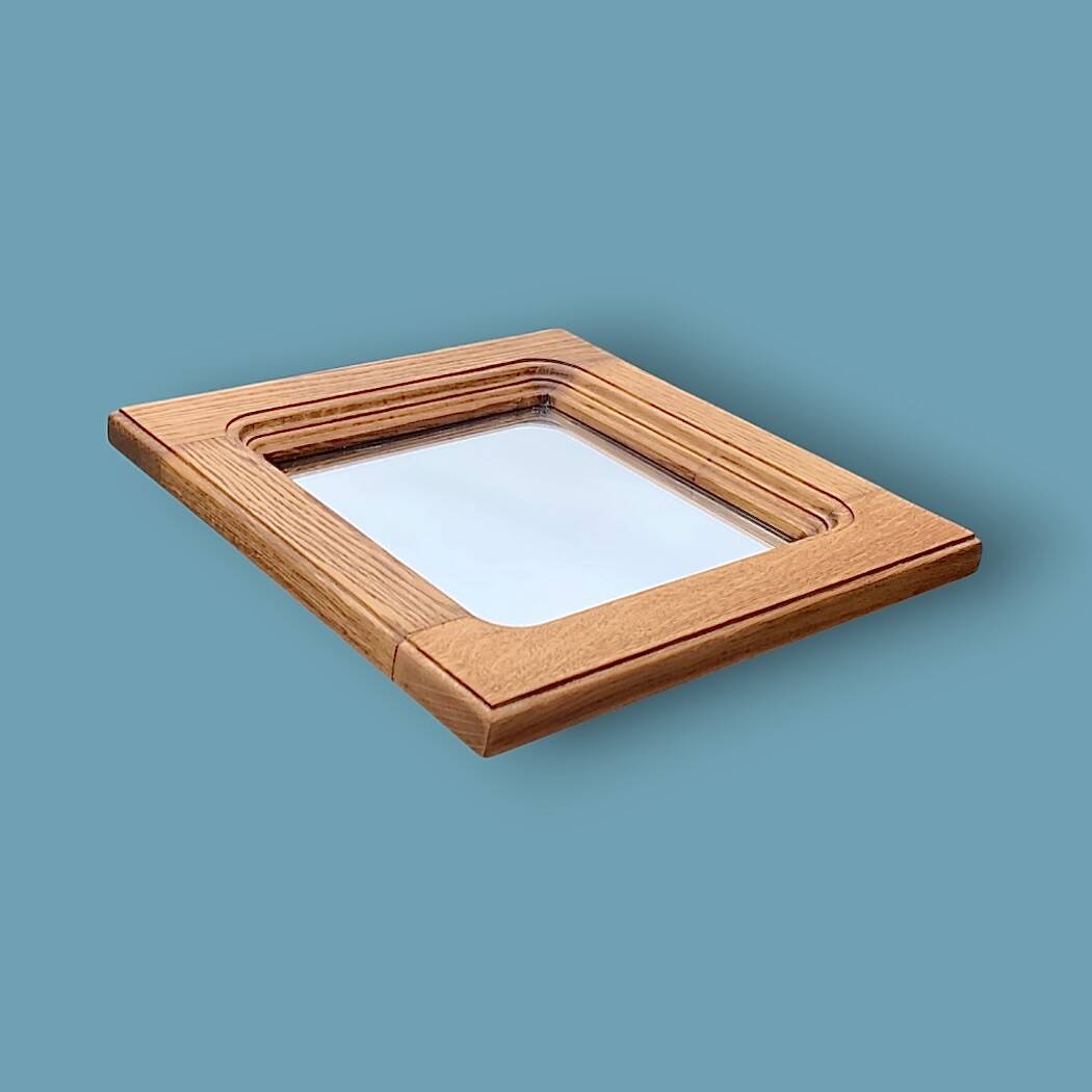 Antique square wall mirror in solid wood