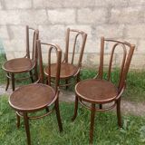 Set of 4 curved wooden bistro chairs