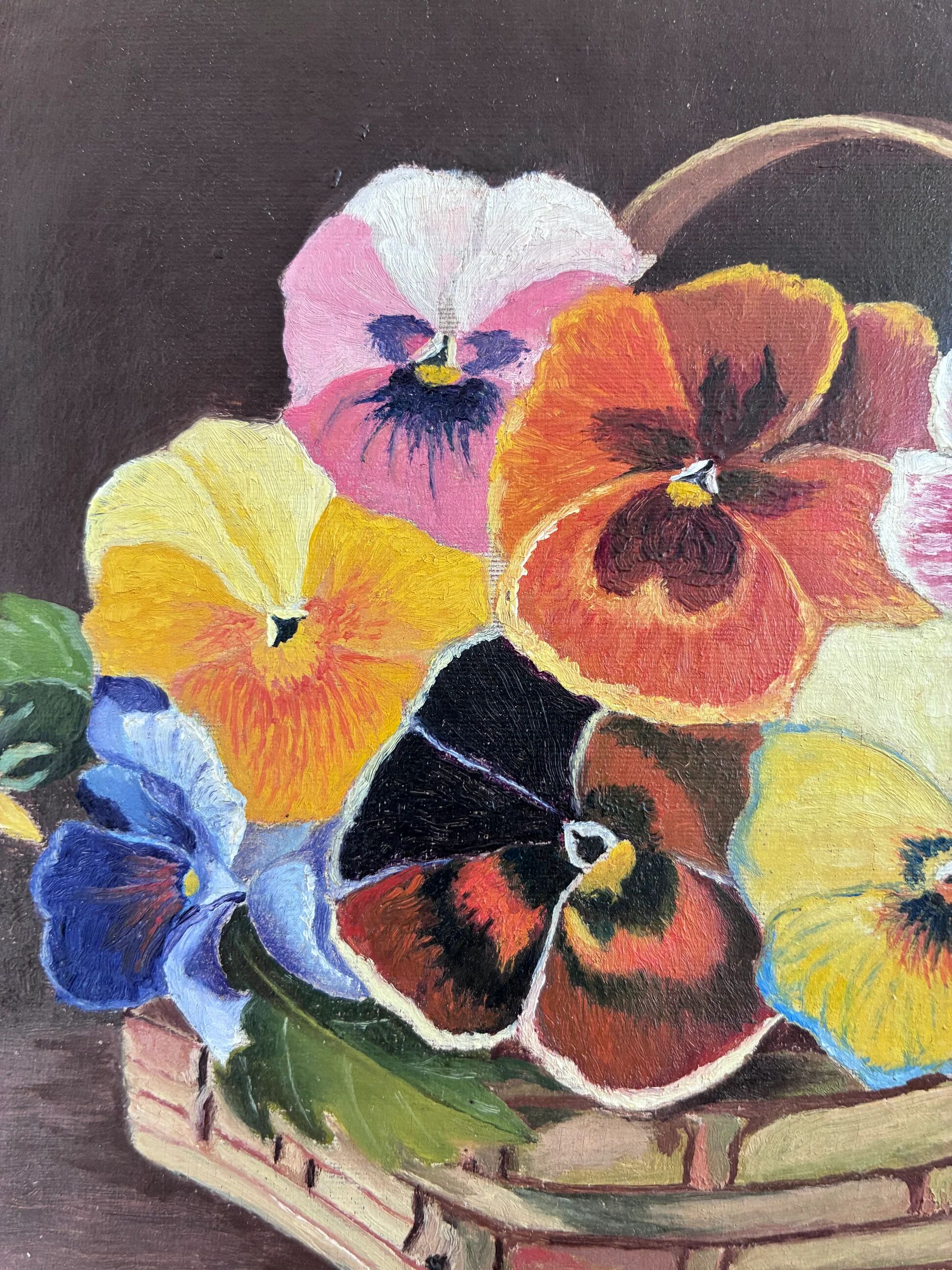 Vintage original flower oil painting, framed floral still life art