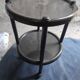 Black PVC side table on wheels - Retro Vintage 36x52 cm