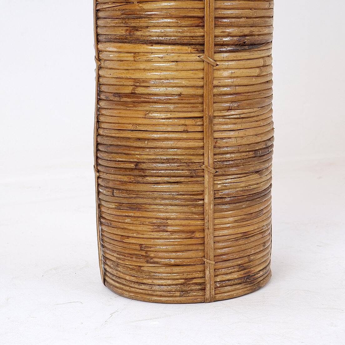 1970's Rattan and Brass Umbrella Stand