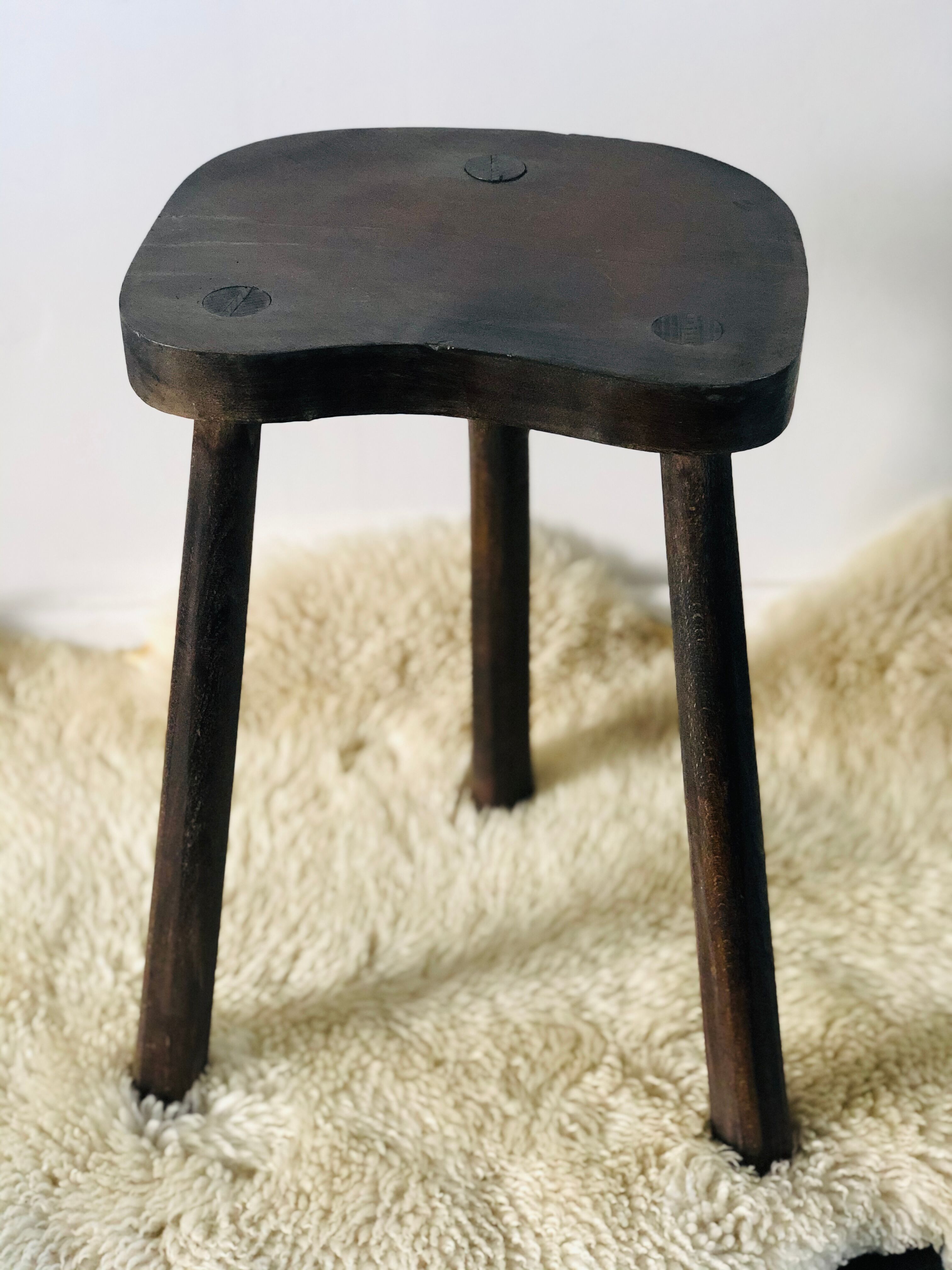 Pair of brutalist tripod stools