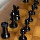 Chess set with wooden board and pieces
