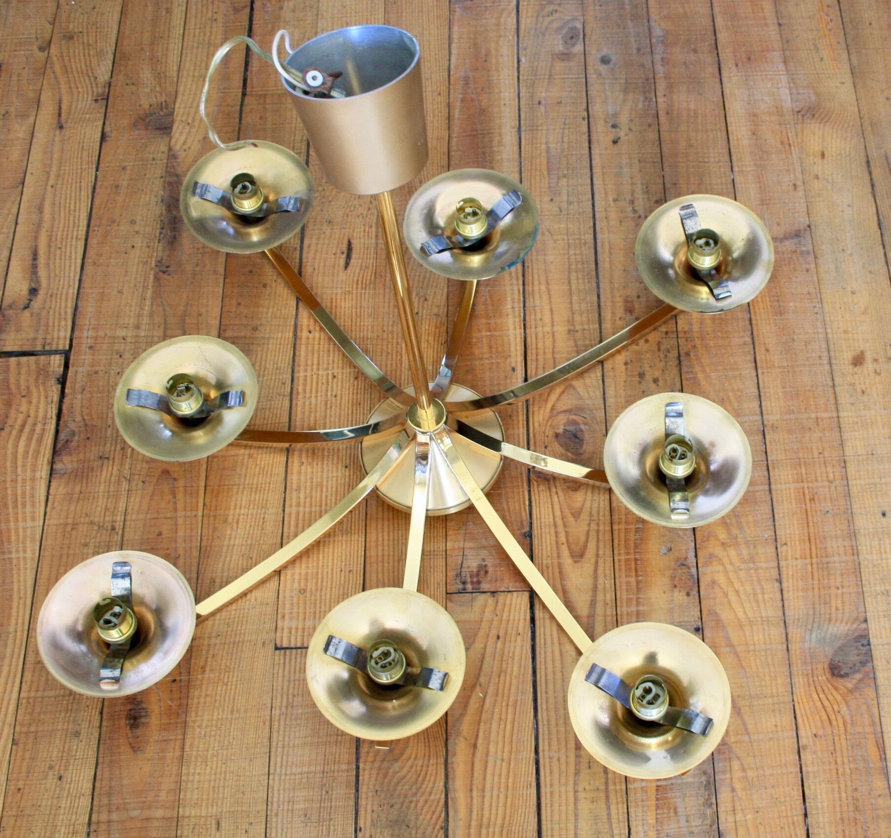 Opaline brass hanging lamp