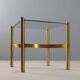 Vintage brass coffee table with glass top, Italian design from the 1970s.
