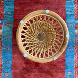 Tabouret diabolo sellette en rotin