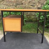 Vintage modernist office in oak and metal tubular base