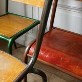 4 mismatched metal & wood chairs