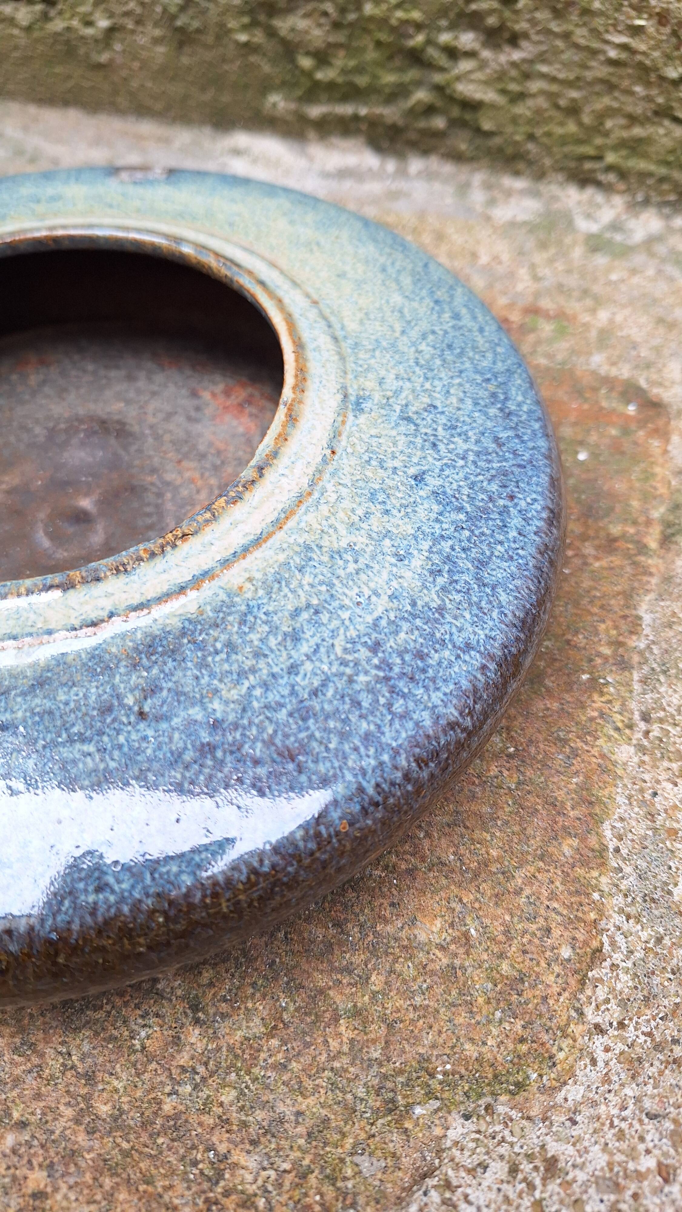 Flat ceramic vase by Nadia and Alain Pinel