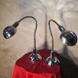 Pair of large chrome desk lamps from the 1970s, very good condition, 70 x 30 cm