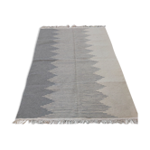 Tapis gris traditionnel fait main en pure laine 151x204cm