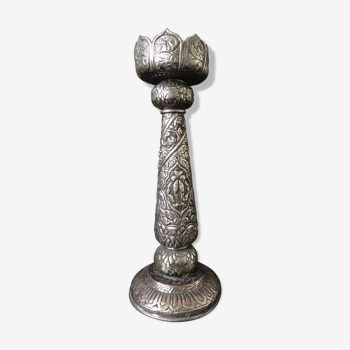 Bougeoir en métal argenté 29cm perse oriental vers 1930