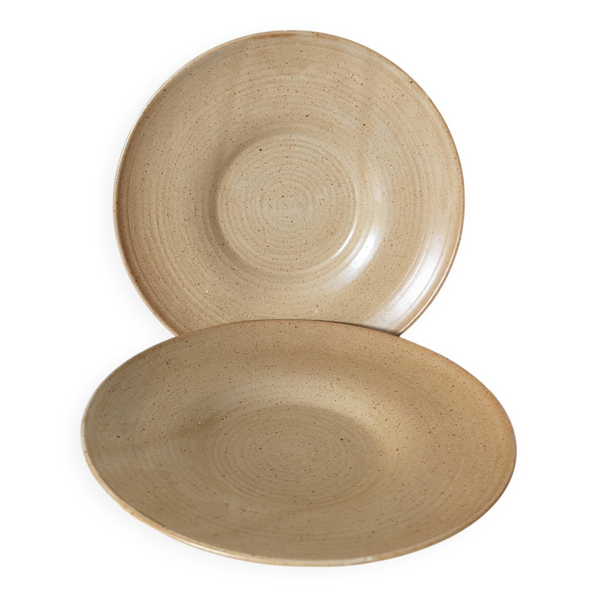 pair of village stoneware dessert plates